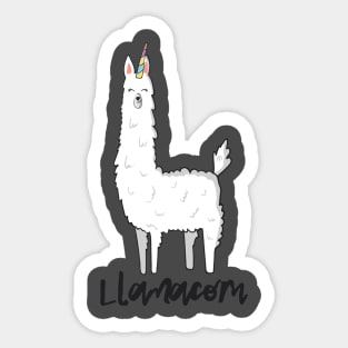 Llamacorn, Funny Llama With Unicorn Horn T Shirt Sticker